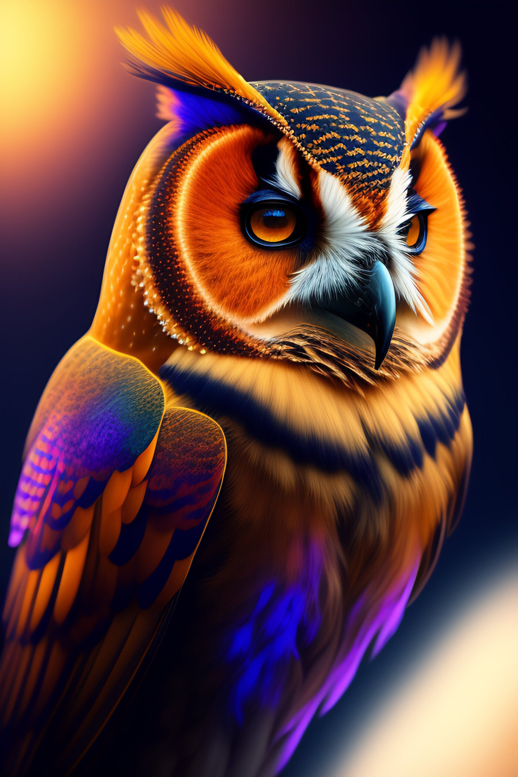 ultra hd owl generative art future 8k